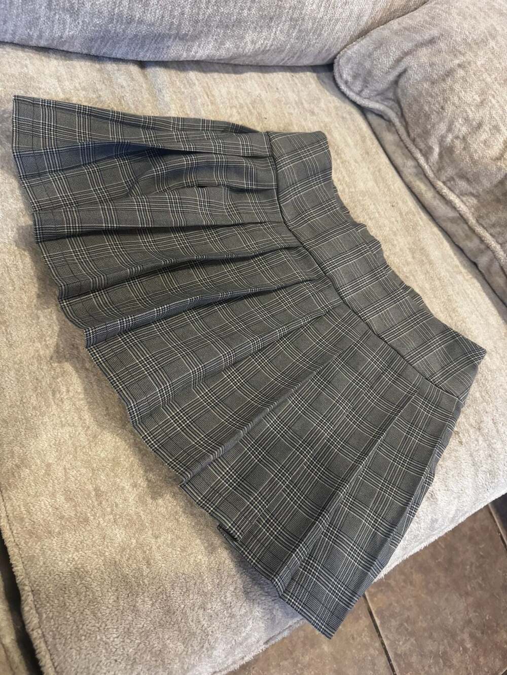 Haute Monde Gray Plaid Pleated Mini Skirt with Shorts Size M